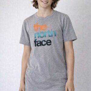 The North Face Kids Gray Tee with Colorful Logo